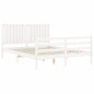 vidaXL Estructura de cama matrimonio con cabecero madera maciza blanco vidaXL Estructura de cama matrimonio con cabecero madera maciza blanco