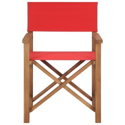 vidaXL Silla de director madera maciza de teca rojo