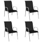 vidaXL Juego de comedor de jardín 5 piezas de acero negro