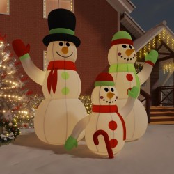 vidaXL Familia de muñecos de nieve inflables con LED 500 cm