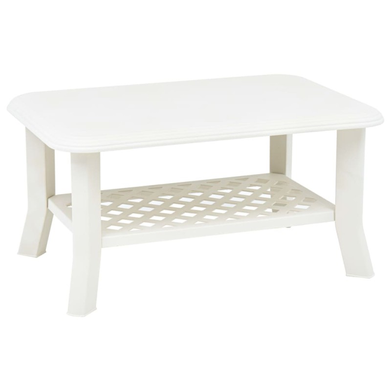 vidaXL Mesa de centro de plástico blanco 90x60x46 cm