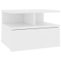 vidaXL Mesita de noche flotante madera contrachapada blanco 40x31x27cm vidaXL Mesita de noche flotante madera contrachapada blanco 40x31x27cm