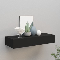vidaXL Estante con cajón de pared MDF negro 60x23,5x10 cm
