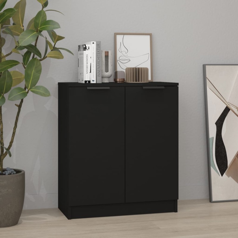 vidaXL Aparador de madera contrachapada negro 60x30x70 cm vidaXL Aparador de madera contrachapada negro 60x30x70 cm