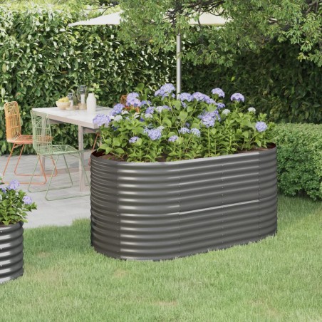 vidaXL Jardinera arriate acero recubrimiento polvo gris 152x80x68 cm