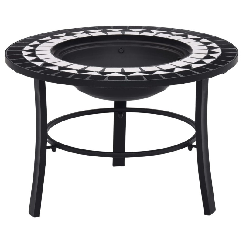 vidaXl Brasero de mosaico cerámica negro y blanco 68 cm vidaXl Brasero de mosaico cerámica negro y blanco 68 cm