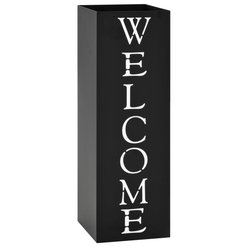 vidaXL Paragúero diseno Welcome acero negro vidaXL Paragúero diseno Welcome acero negro