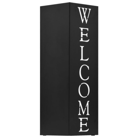 vidaXL Paragúero diseno Welcome acero negro 