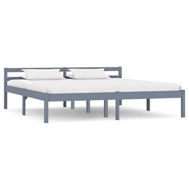 vidaXL Estructura de cama de madera maciza de pino gris 160x200 cm vidaXL Estructura de cama de madera maciza de pino gris 160x200 cm