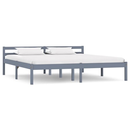 vidaXL Estructura de cama de madera maciza de pino gris 160x200 cm