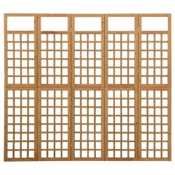 vidaXL Biombo/Enrejado de 5 paneles madera maciza abeto 201,5x180 cm