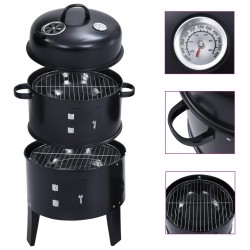 vidaXL Barbacoa ahumador de carbón 3 en 1 40x80 cm