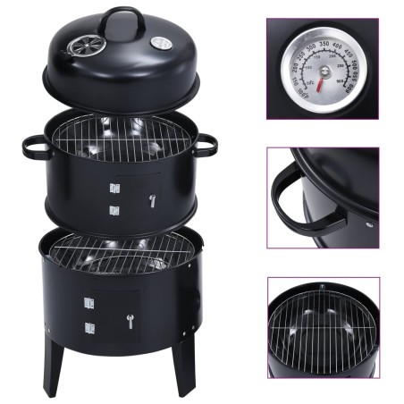 vidaXL Barbacoa ahumador de carbón 3 en 1 40x80 cm
