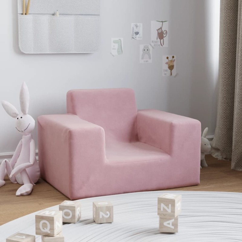 vidaXL Sofá para niños felpa suave rosa vidaXL Sofá para niños felpa suave rosa