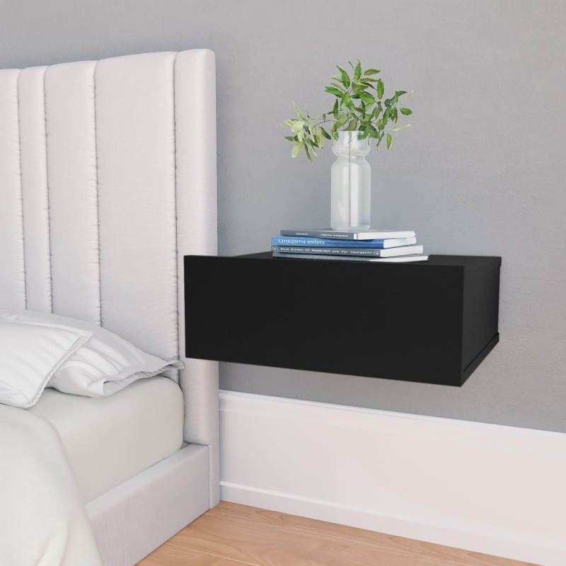vidaXL Mesita de noche flotante madera contrachapada negro 40x30x15cm vidaXL Mesita de noche flotante madera contrachapada negro 40x30x15cm