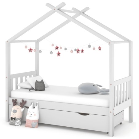 vidaXL Estructura cama niños con cajón madera pino blanco 80x160 cm