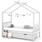 vidaXL Estructura cama niños con cajón madera pino blanco 80x160 cm vidaXL Estructura cama niños con cajón madera pino blanco 80x160 cm