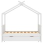 vidaXL Estructura cama niños con cajón madera pino blanco 80x160 cm vidaXL Estructura cama niños con cajón madera pino blanco 80x160 cm