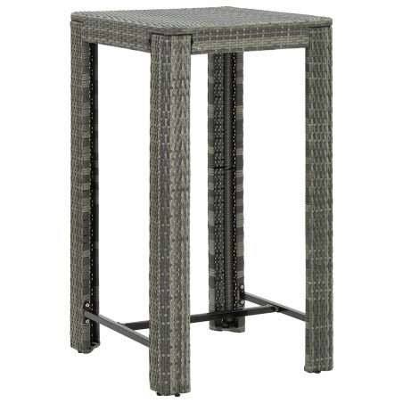 vidaXL Mesa alta para jardín ratán sintético gris 60,5x60,5x110,5 cm