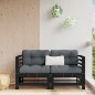 vidaXL Sofás esquineros con cojines 2 uds madera maciza de pino negro vidaXL Sofás esquineros con cojines 2 uds madera maciza de pino negro