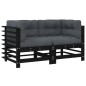 vidaXL Sofás esquineros con cojines 2 uds madera maciza de pino negro vidaXL Sofás esquineros con cojines 2 uds madera maciza de pino negro