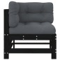 vidaXL Sofás esquineros con cojines 2 uds madera maciza de pino negro vidaXL Sofás esquineros con cojines 2 uds madera maciza de pino negro