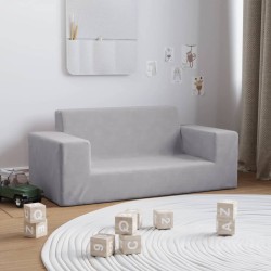 vidaXL Sofá para niños de 2 plazas felpa suave gris claro