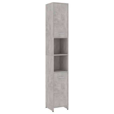 vidaXL Armario baño madera contrachapada gris hormigón 30x30x183,5 cm