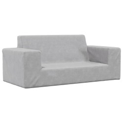vidaXL Sofá para niños de 2 plazas felpa suave gris claro