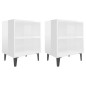 vidaXL Mesitas de noche patas metal 2 uds blanco brillo 40x30x50 cm vidaXL Mesitas de noche patas metal 2 uds blanco brillo 40x30x50 cm