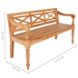 vidaXL Banco Batavia madera de caoba marrón claro 123 cm