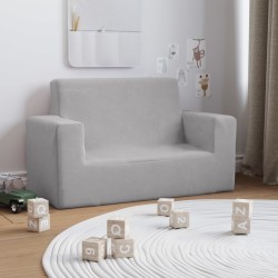vidaXL Sofá para niños de 2 plazas felpa suave gris claro