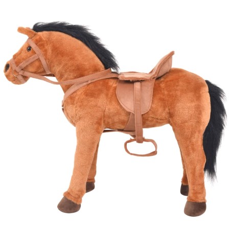 vidaXL Caballo de juguete de pie de peluche marrón
