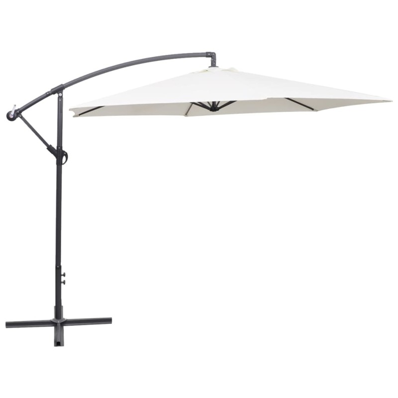 vidaXL Sombrilla voladiza 3 m blanco arena