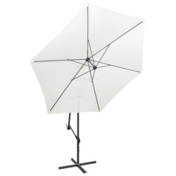 vidaXL Sombrilla voladiza 3 m blanco arena