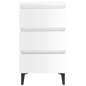 vidaXL Mesita de noche con patas de metal blanco brillo 40x35x69 cm vidaXL Mesita de noche con patas de metal blanco brillo 40x35x69 cm