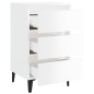 vidaXL Mesita de noche con patas de metal blanco brillo 40x35x69 cm vidaXL Mesita de noche con patas de metal blanco brillo 40x35x69 cm
