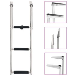 vidaXL Escalera de embarque plegable 3 peldaños acero inoxidable