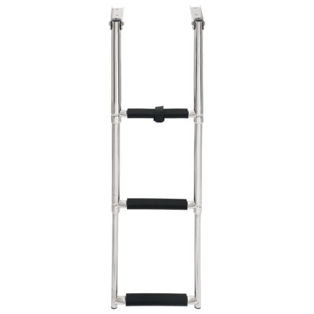 vidaXL Escalera de embarque plegable 3 peldaños acero inoxidable