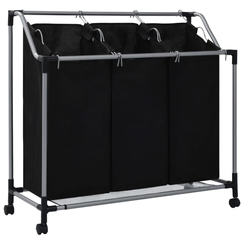 vidaXL Separador de colada con 3 bolsas acero negro vidaXL Separador de colada con 3 bolsas acero negro