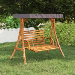 vidaXL Estructura columpio y techo antracita madera curvada color teca