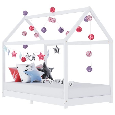 vidaXL Estructura de cama infantil madera maciza pino blanco 90x200 cm