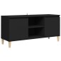 vidaXL Mueble de TV con patas de madera maciza negro 103,5x35x50 cm vidaXL Mueble de TV con patas de madera maciza negro 103,5x35x50 cm