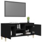 vidaXL Mueble de TV con patas de madera maciza negro 103,5x35x50 cm vidaXL Mueble de TV con patas de madera maciza negro 103,5x35x50 cm