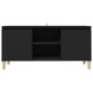 vidaXL Mueble de TV con patas de madera maciza negro 103,5x35x50 cm vidaXL Mueble de TV con patas de madera maciza negro 103,5x35x50 cm