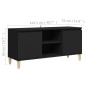 vidaXL Mueble de TV con patas de madera maciza negro 103,5x35x50 cm vidaXL Mueble de TV con patas de madera maciza negro 103,5x35x50 cm