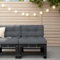 vidaXL Sofá central con cojines madera maciza de pino negro vidaXL Sofá central con cojines madera maciza de pino negro