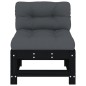 vidaXL Sofá central con cojines madera maciza de pino negro vidaXL Sofá central con cojines madera maciza de pino negro