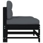 vidaXL Sofá central con cojines madera maciza de pino negro vidaXL Sofá central con cojines madera maciza de pino negro