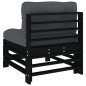 vidaXL Sofá central con cojines madera maciza de pino negro vidaXL Sofá central con cojines madera maciza de pino negro